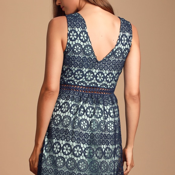 NWT Lulu's Navy Blue Crochet Scallop Lace Skater Dress Swing ⭐3+ Bundle 15%⭐️ - Picture 3 of 6